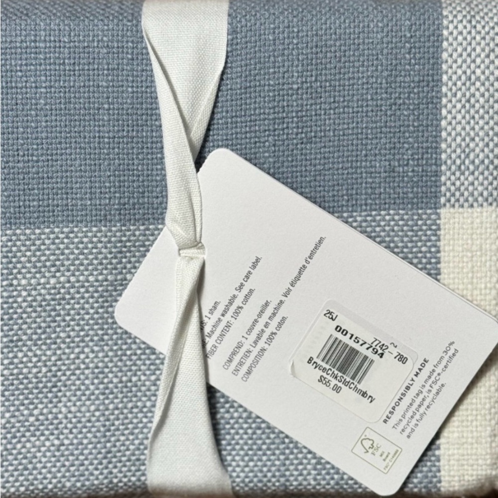 Pottery Barn Bryce Check Bedding - Blue and White - Picture 4 of 4